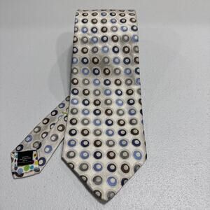 City of London Men's Silk Necktie Tie Multicolor Dots Circles Luxury Designer